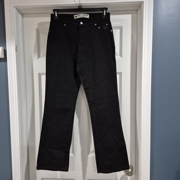 Harley-Davidson Denim - Vtg Harley Davidson Jeans Womens 6 Black Bootcut Denim Western Biker Cowgirl Y2K